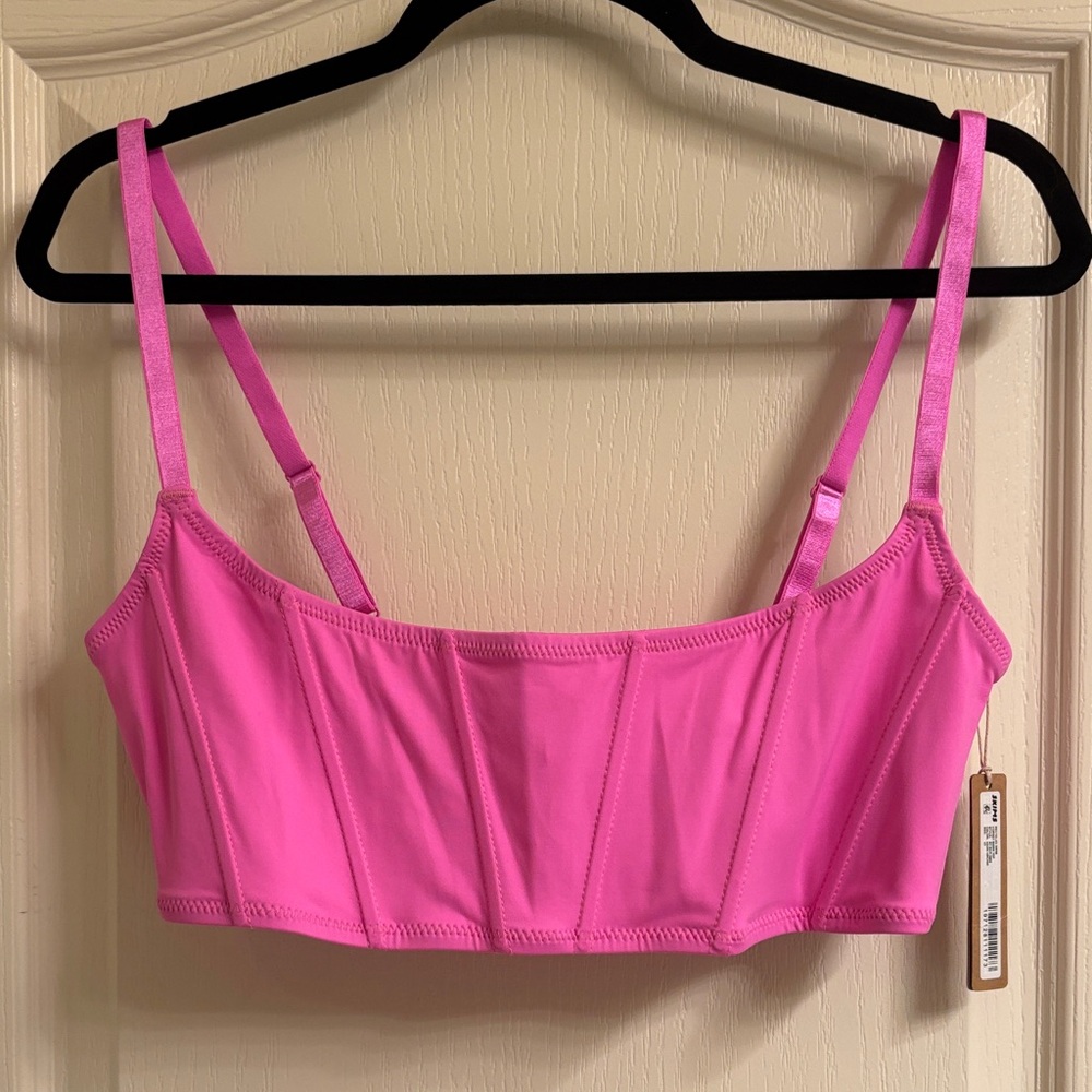 SKIMS Recycled Swim Corset Bikini Top - Pink